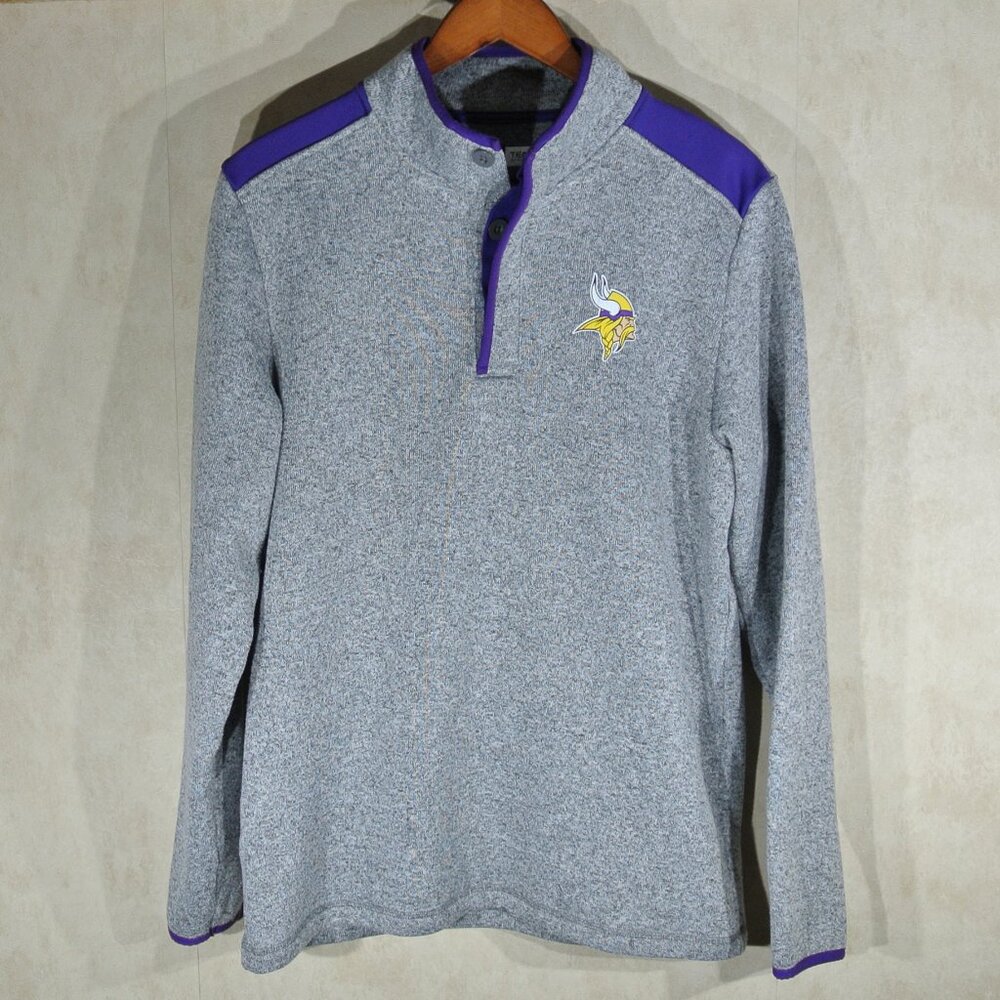 NFL Team Apparel Minnesota Vikings Pullover 1/4 Button Up - Sz L